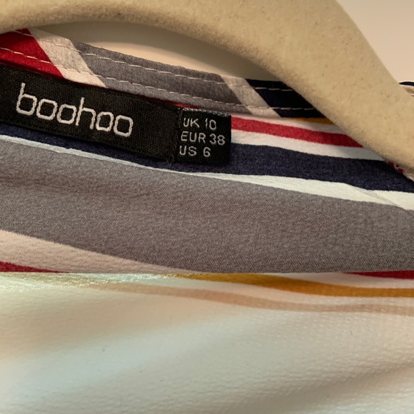 Boohoo Stripe Front Wrap Blouse - Picture 2 of 4